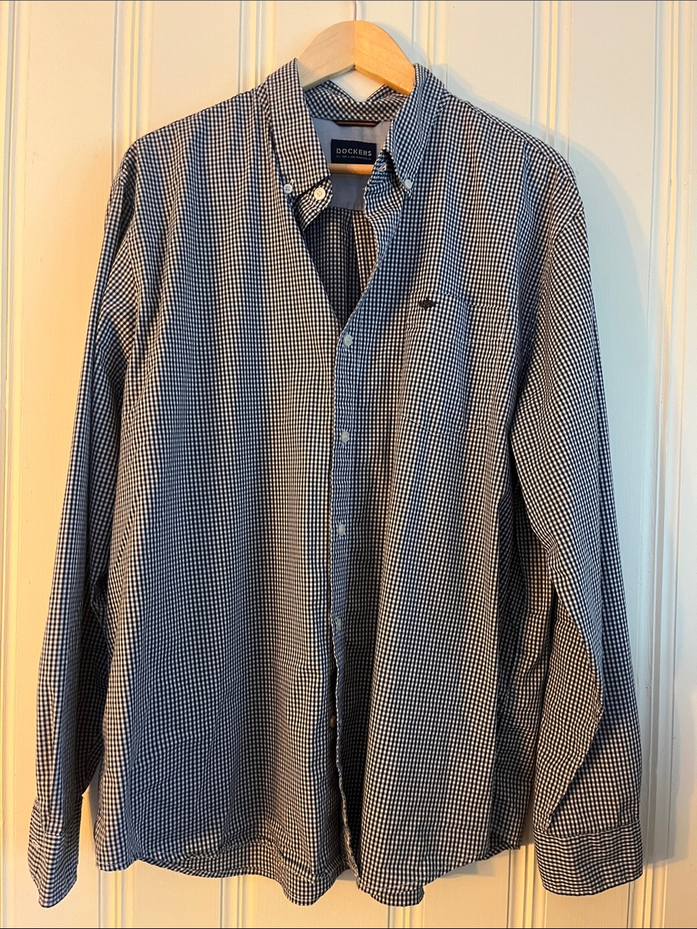 Dockers Navy and White Gingham Button-Down Shirt